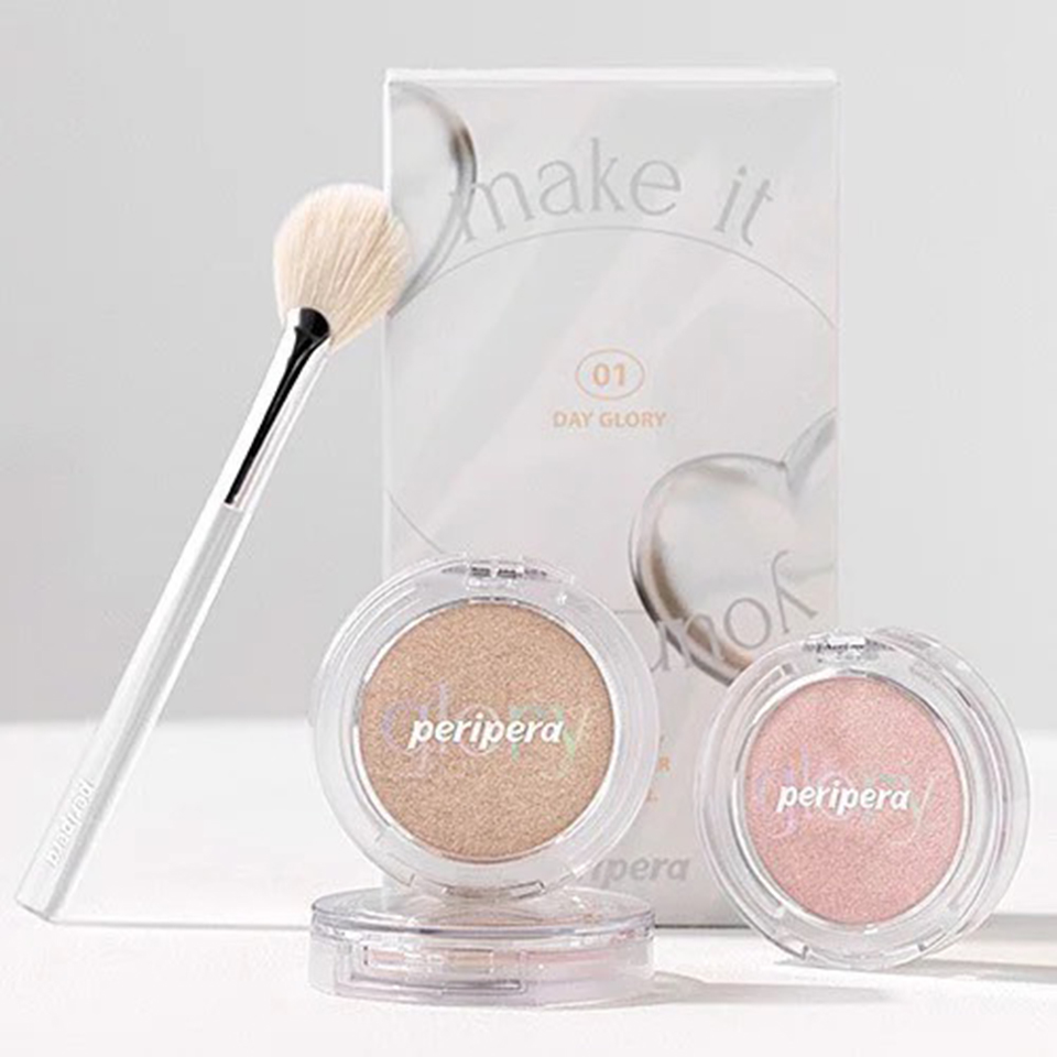 Phấn Bắt Sáng Peripera Pure Glory Highlighter Set Tặng kèm cọ